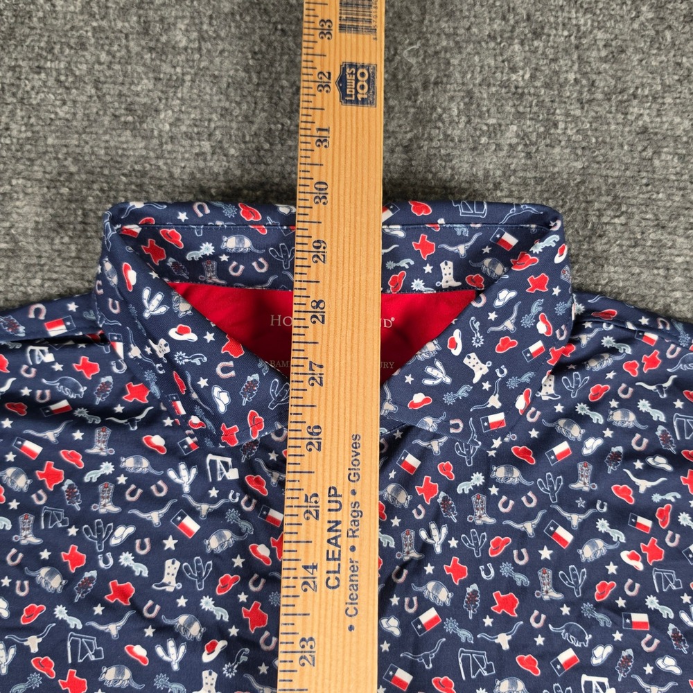 Horn Legend Polo Shirt Mens M Navy Texas Print Bamboo Charcoal Luxury NWT - Picture 5 of 7